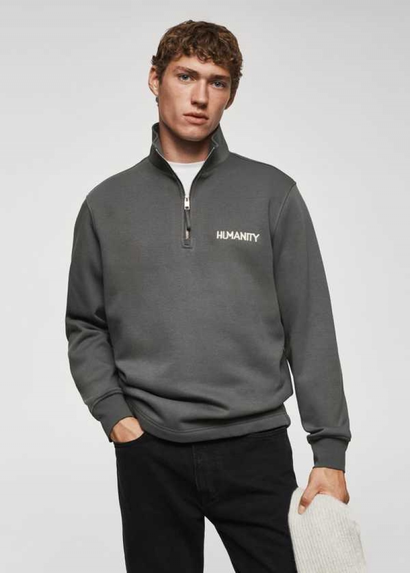 Mango Zip Embroidered Sweatshirt | MNG-21783