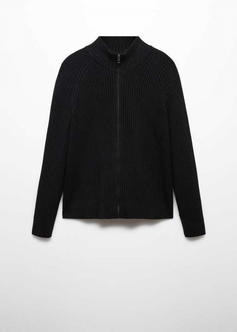 Mango Žebrovaný Cardigan With Na Zip Detail | MNG-22662