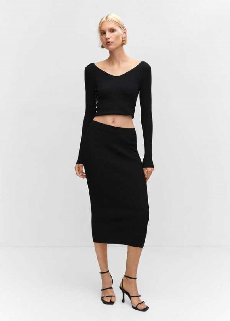 Mango Žebrovaný Midi Skirt | MNG-24201